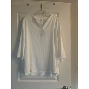 NWT AskYes Beauty Women's White 3/4 Sleeve Pullover Blouse Tunic Size 3XL